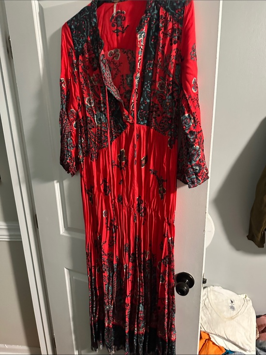 Free People Dresses & Skirts - Free People Red Floral Maxi Dress